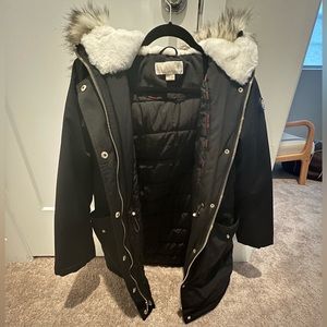 Michael Kors Faux Fur Puffer Down Coat Black Small